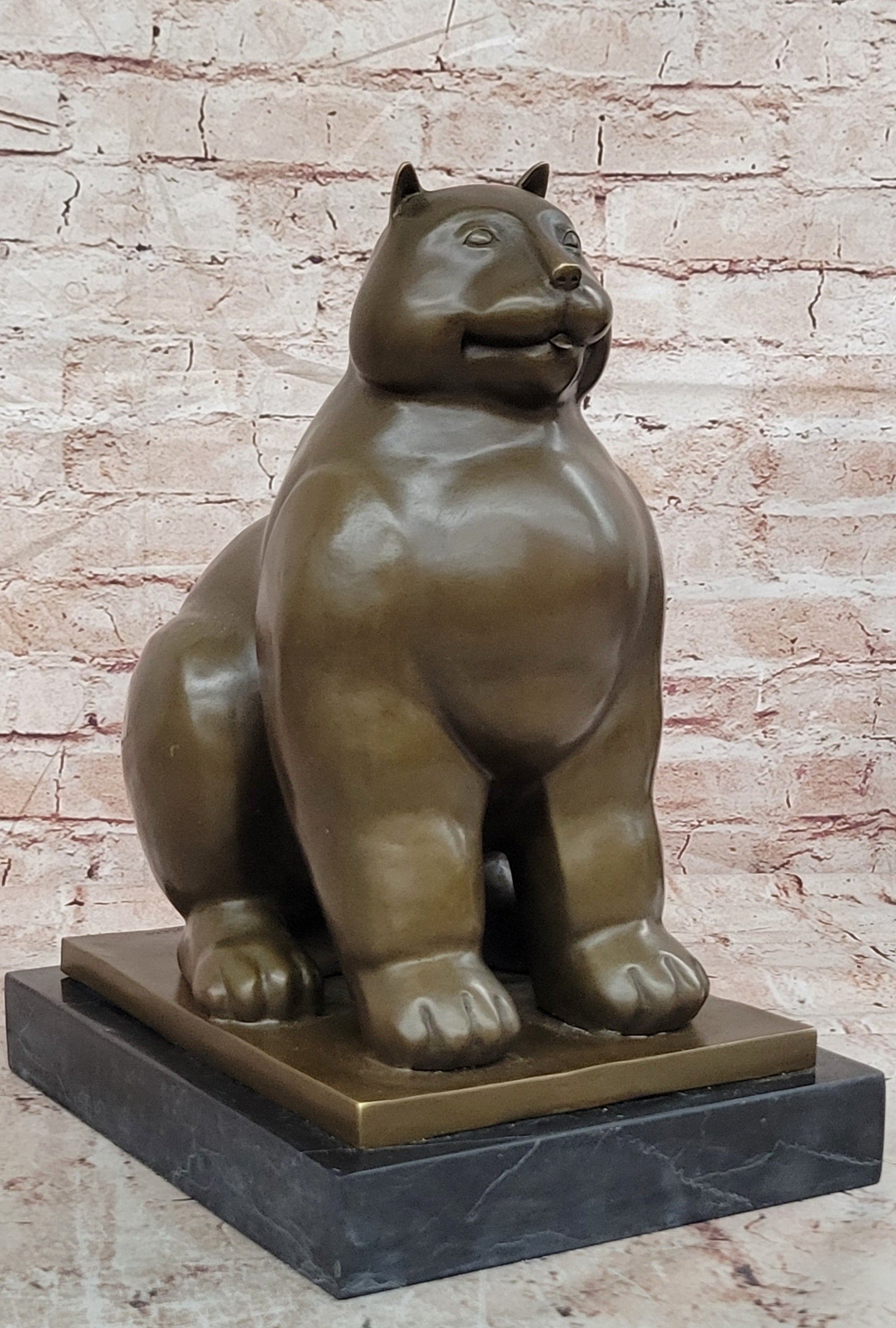 Fernando Botero Statue Large Fat Cat Bronze Signed Contemporary Figurine Figure
