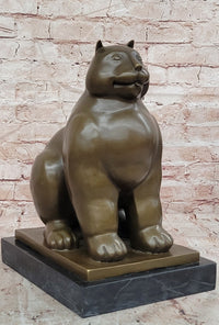 Fernando Botero Statue Large Fat Cat Bronze Signed Contemporary Figurine Figure