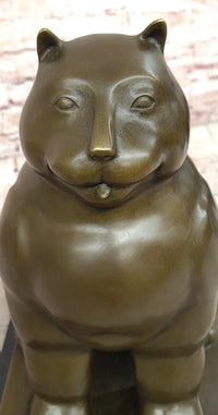 Fernando Botero Statue Large Fat Cat Bronze Signed Contemporary Figurine Figure