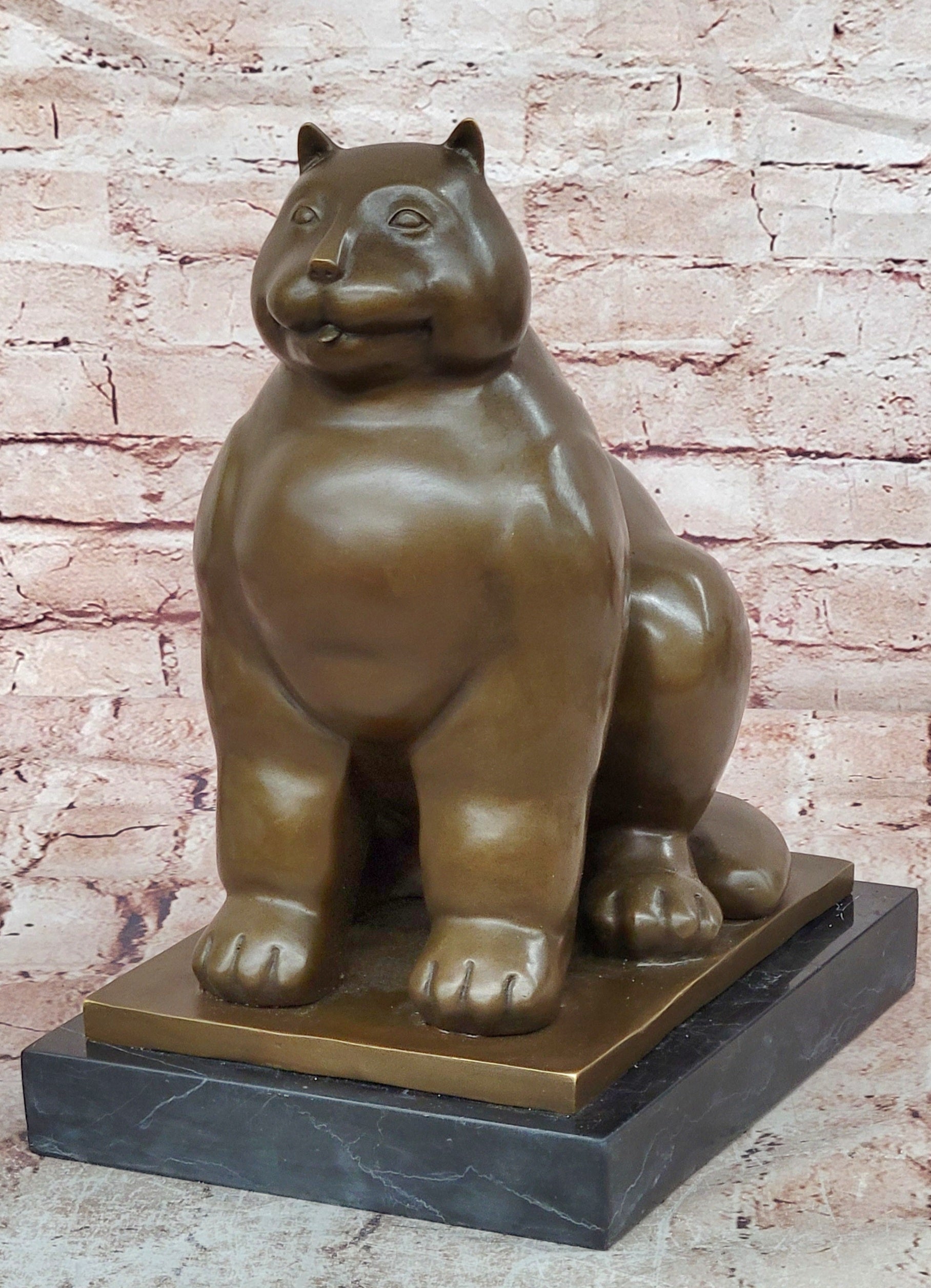 Fernando Botero Statue Large Fat Cat Bronze Signed Contemporary Figurine Figure