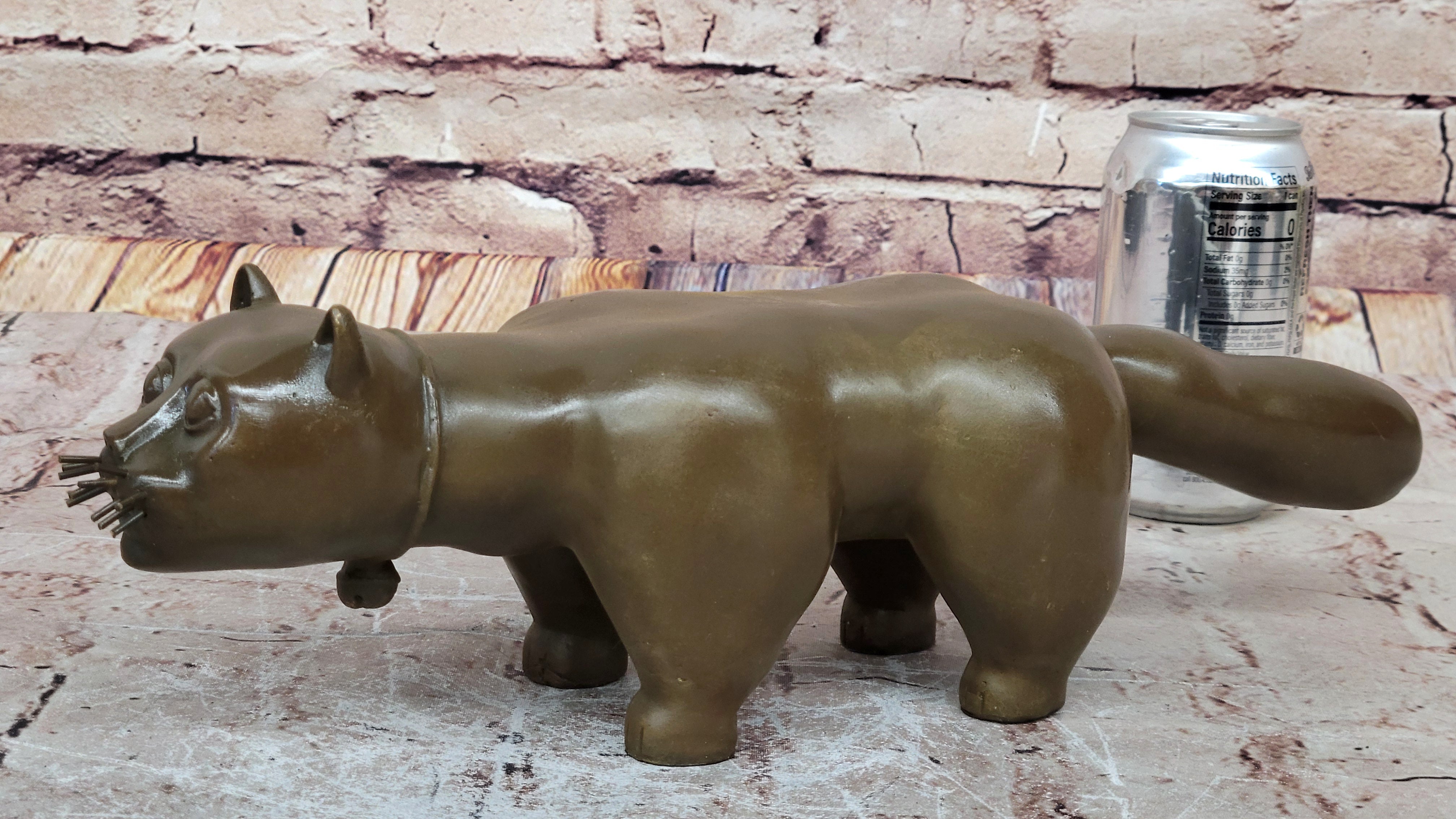 Large Botero Cat Gato Feline Bronze Sculpture