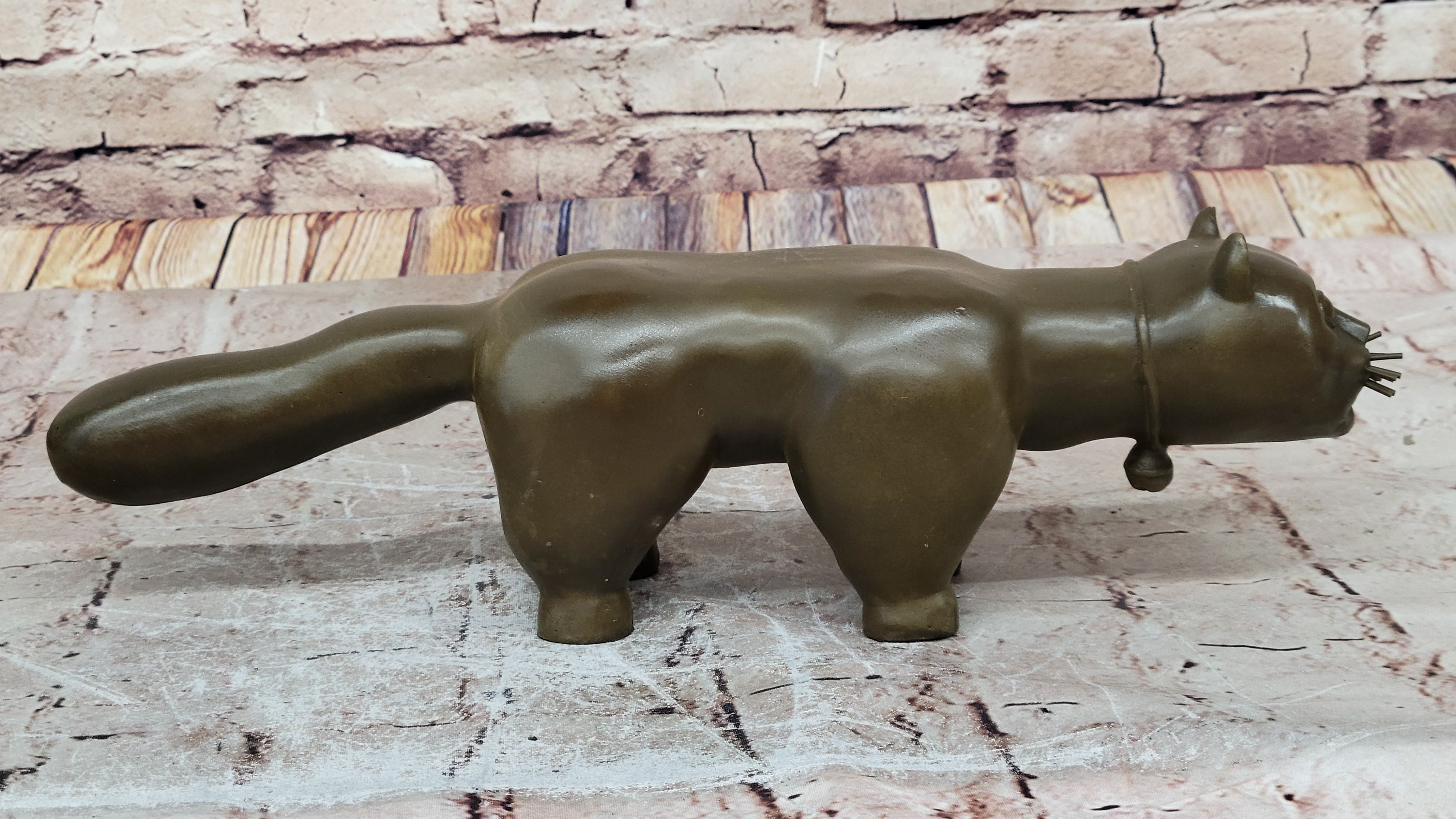 Large Botero Cat Gato Feline Bronze Sculpture