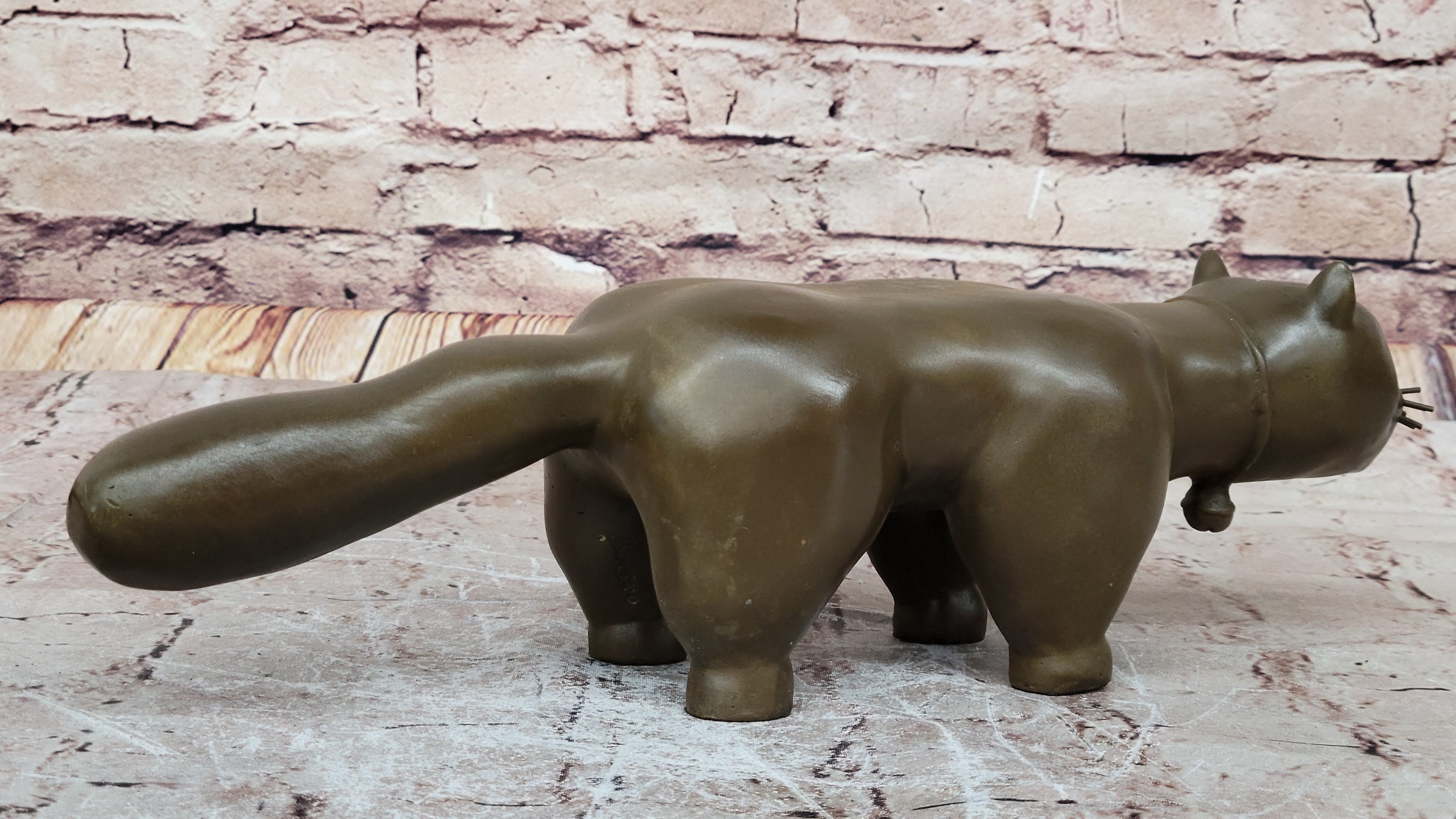Large Botero Cat Gato Feline Bronze Sculpture