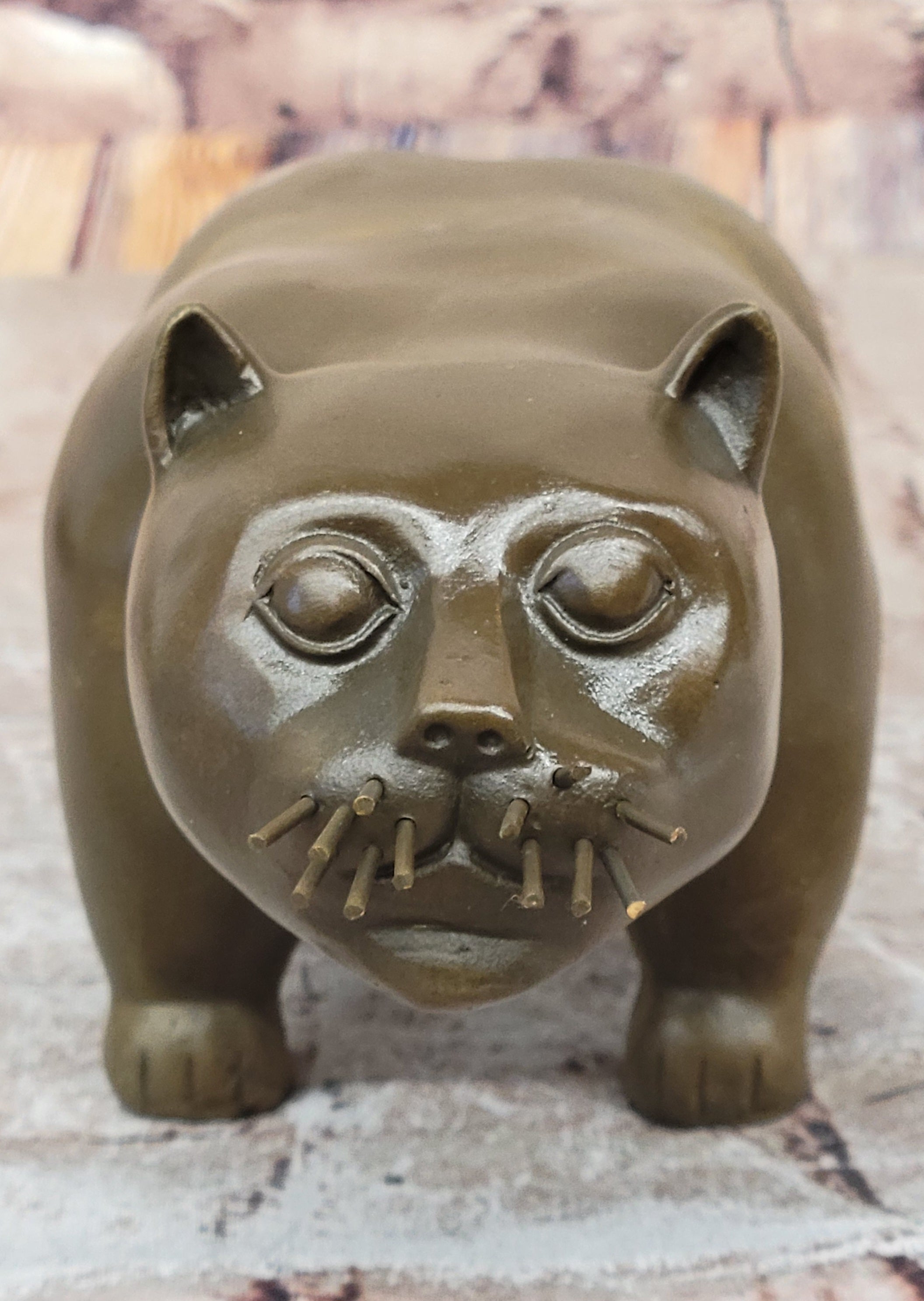 Large Botero Cat Gato Feline Bronze Sculpture