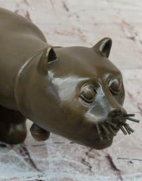 Large Botero Cat Gato Feline Bronze Sculpture