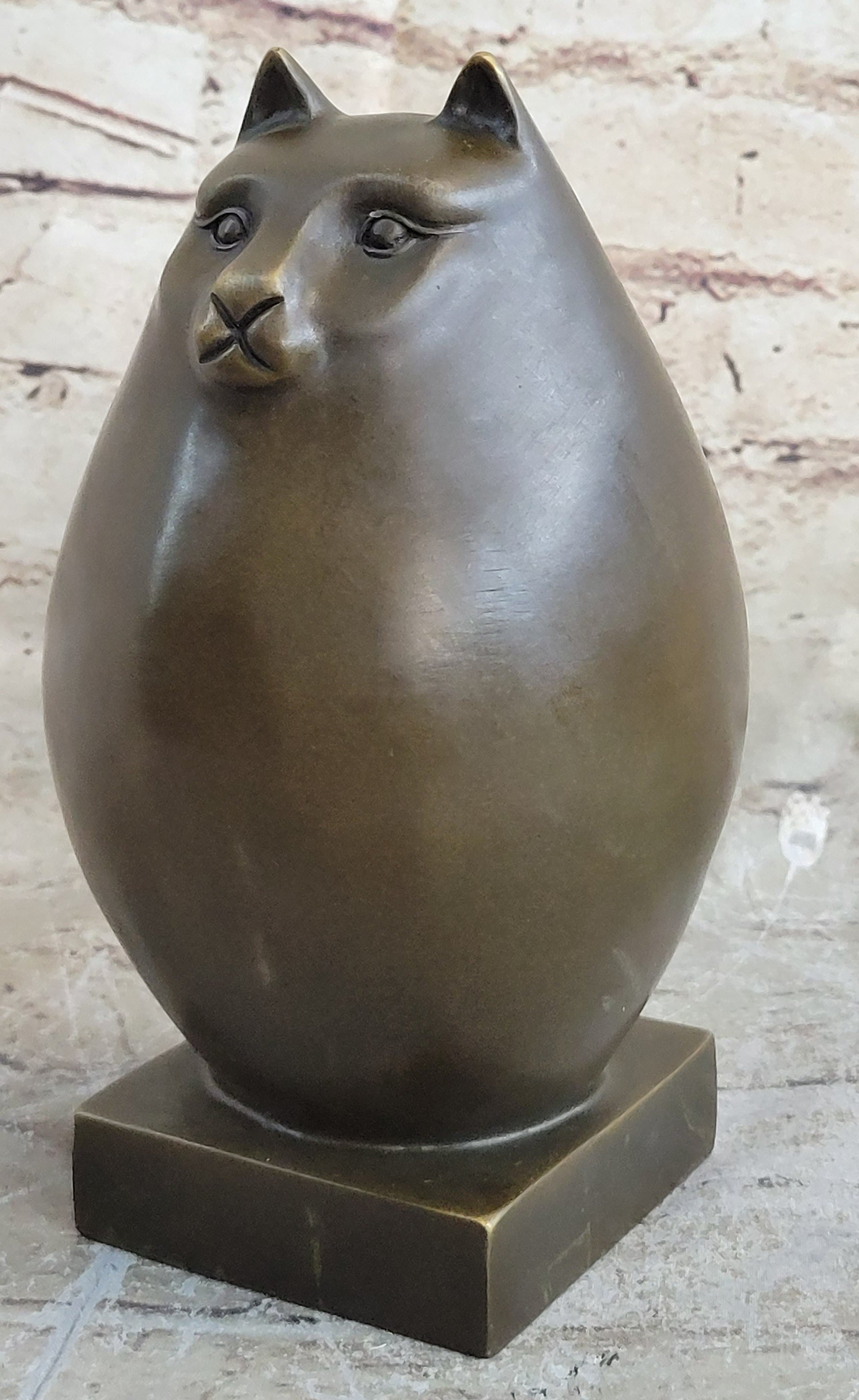 Fat Cat Abstract Bronze Modern Art Sculpture Fernando Botero