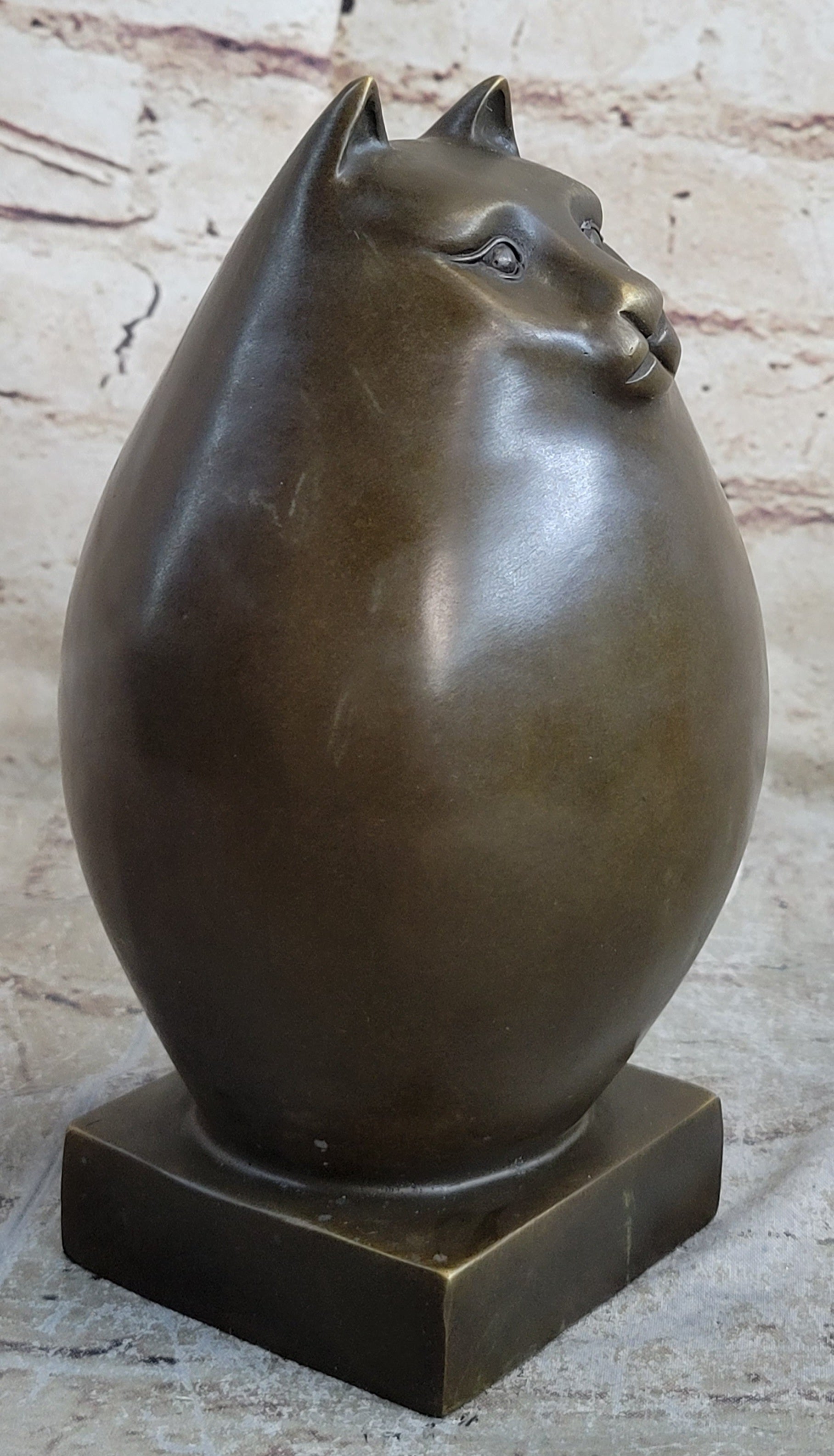 Fat Cat Abstract Bronze Modern Art Sculpture Fernando Botero