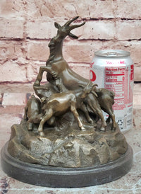 Signed E. Delabrierre Bronze Sculpture Animal Pack of Mountain Goat Figurine