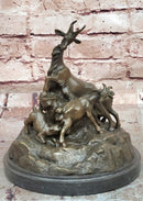 Signed E. Delabrierre Bronze Sculpture Animal Pack of Mountain Goat Figurine