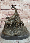 Signed E. Delabrierre Bronze Sculpture Animal Pack of Mountain Goat Figurine