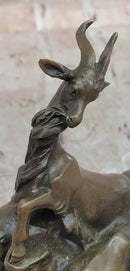 Signed E. Delabrierre Bronze Sculpture Animal Pack of Mountain Goat Figurine