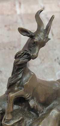 Signed E. Delabrierre Bronze Sculpture Animal Pack of Mountain Goat Figurine