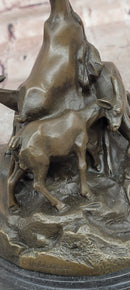 Signed E. Delabrierre Bronze Sculpture Animal Pack of Mountain Goat Figurine