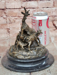 Signed Original Milo Charming Goat Family Bronze Sculpture Figurine Statue