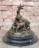 Signed Original Milo Charming Goat Family Bronze Sculpture Figurine Statue
