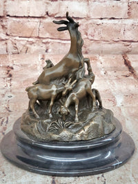 Signed Original Milo Charming Goat Family Bronze Sculpture Figurine Statue