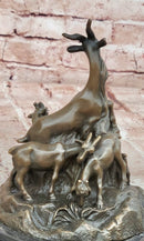Signed Original Milo Charming Goat Family Bronze Sculpture Figurine Statue