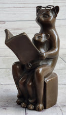 Charming Cat with Baby Telling Stories Bronze Sculpture