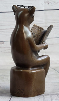 Charming Cat with Baby Telling Stories Bronze Sculpture