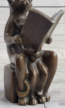 Charming Cat with Baby Telling Stories Bronze Sculpture