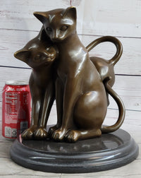 Art Deco Two Large Cats Playing Bronze Sculpture