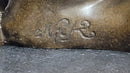 Art Deco Two Large Cats Playing Bronze Sculpture