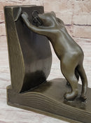Playful Bronze Cat Bookends – Whimsical Feline Art
