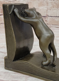 Playful Bronze Cat Bookends – Whimsical Feline Art