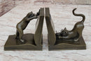 Playful Bronze Cat Bookends – Whimsical Feline Art