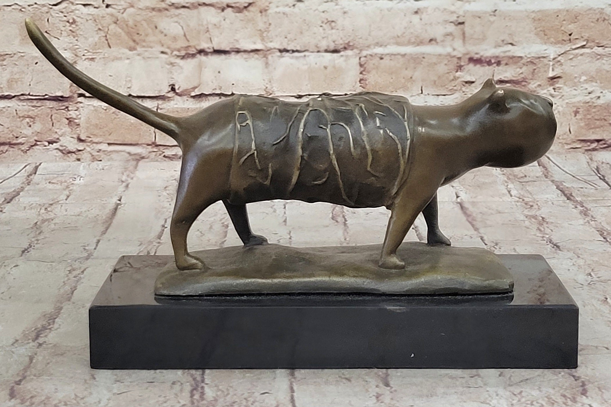 Fernando Botero Skinny Cat Bronze Abstract Modern Art 7" x 11"