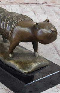 Fernando Botero Skinny Cat Bronze Abstract Modern Art 7" x 11"