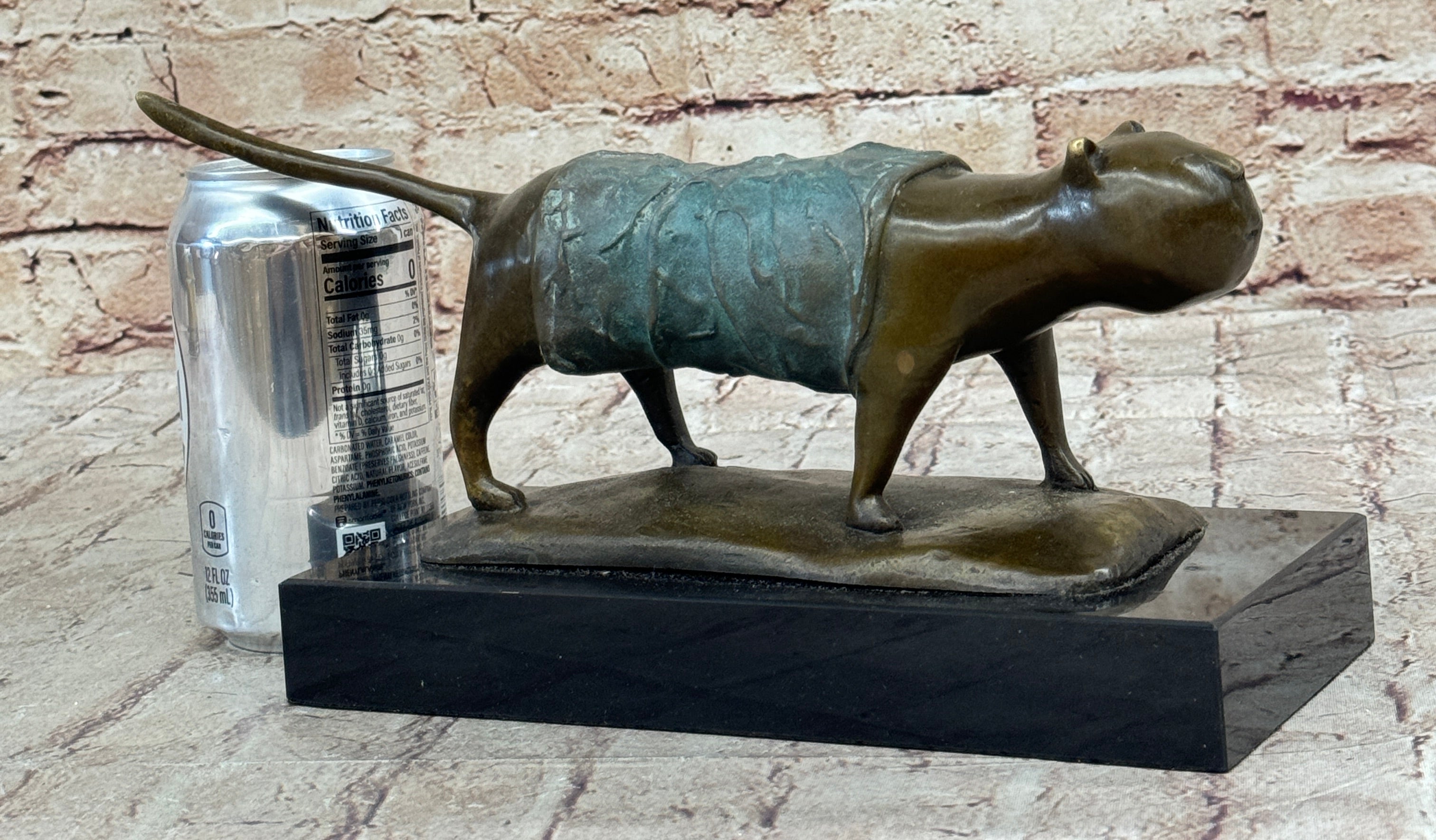 Abstract Cat Bronze Metal Sculpture After Fernando Botero