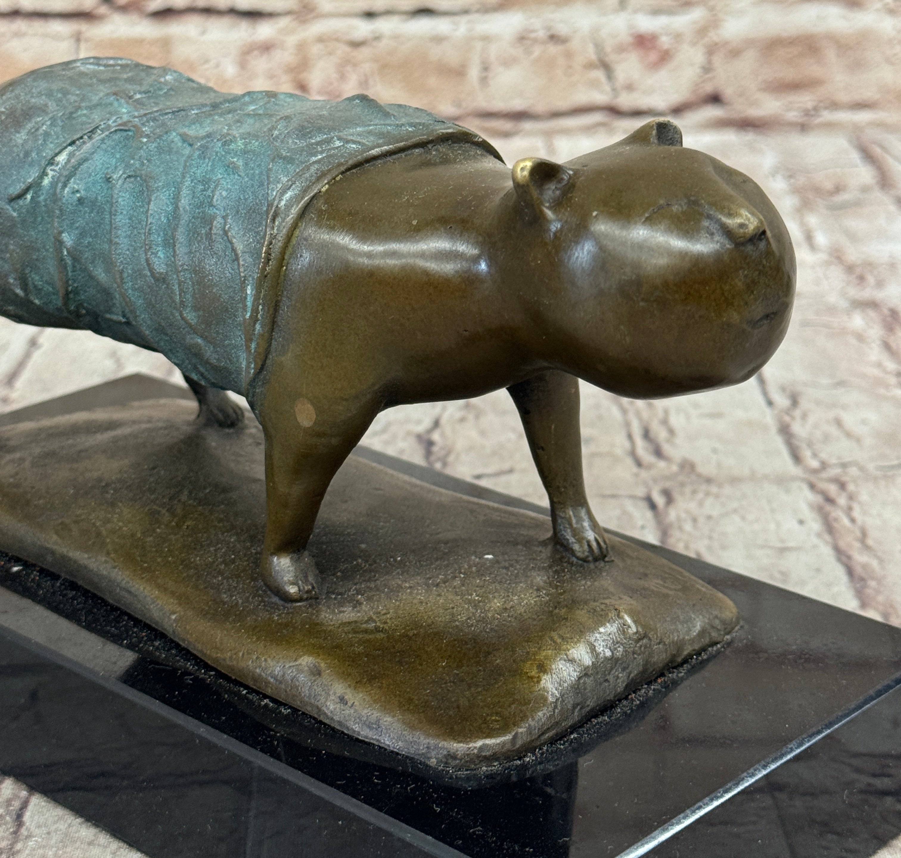 Abstract Cat Bronze Metal Sculpture After Fernando Botero