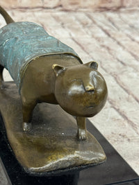 Abstract Cat Bronze Metal Sculpture After Fernando Botero