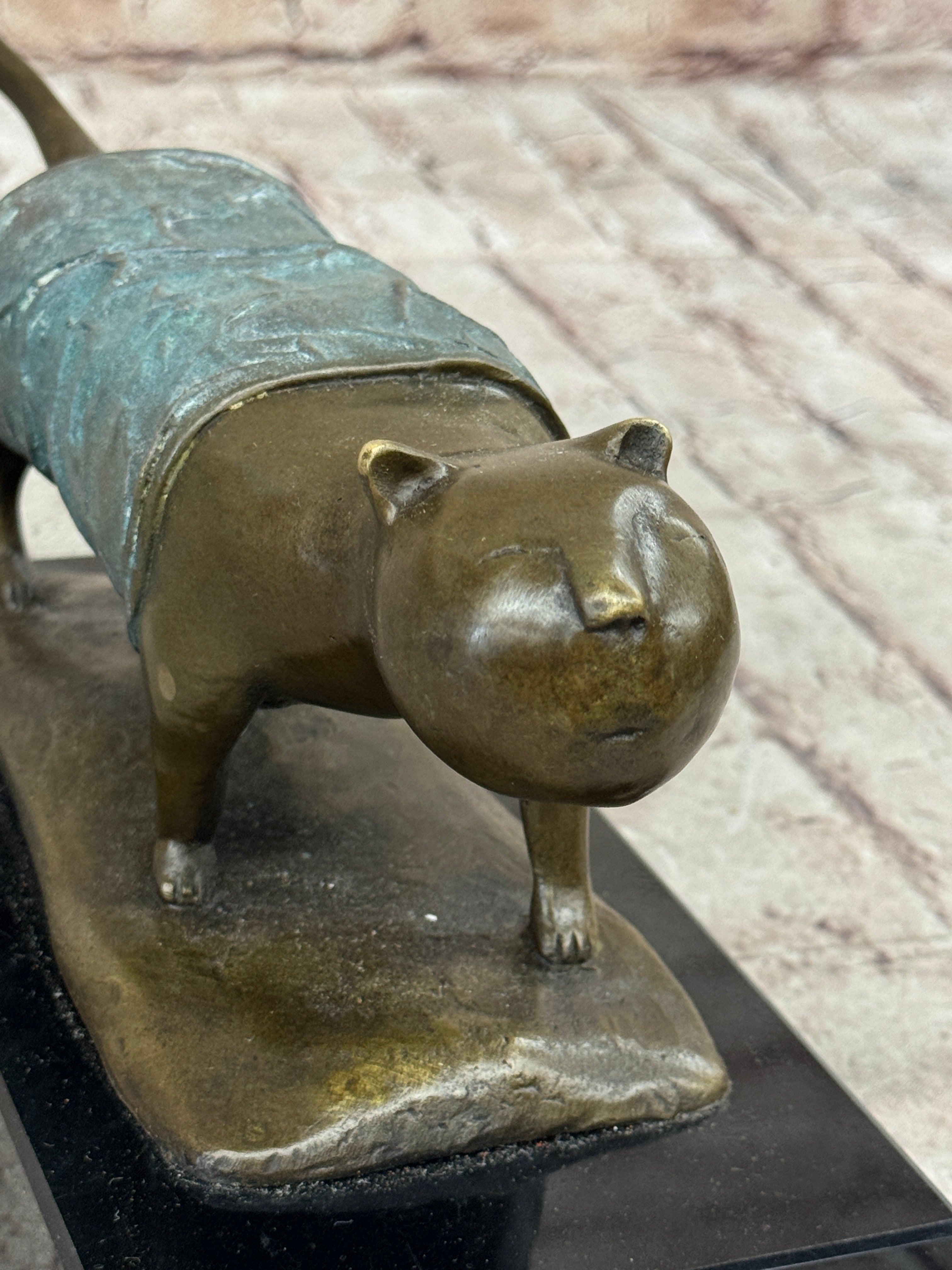 Abstract Cat Bronze Metal Sculpture After Fernando Botero
