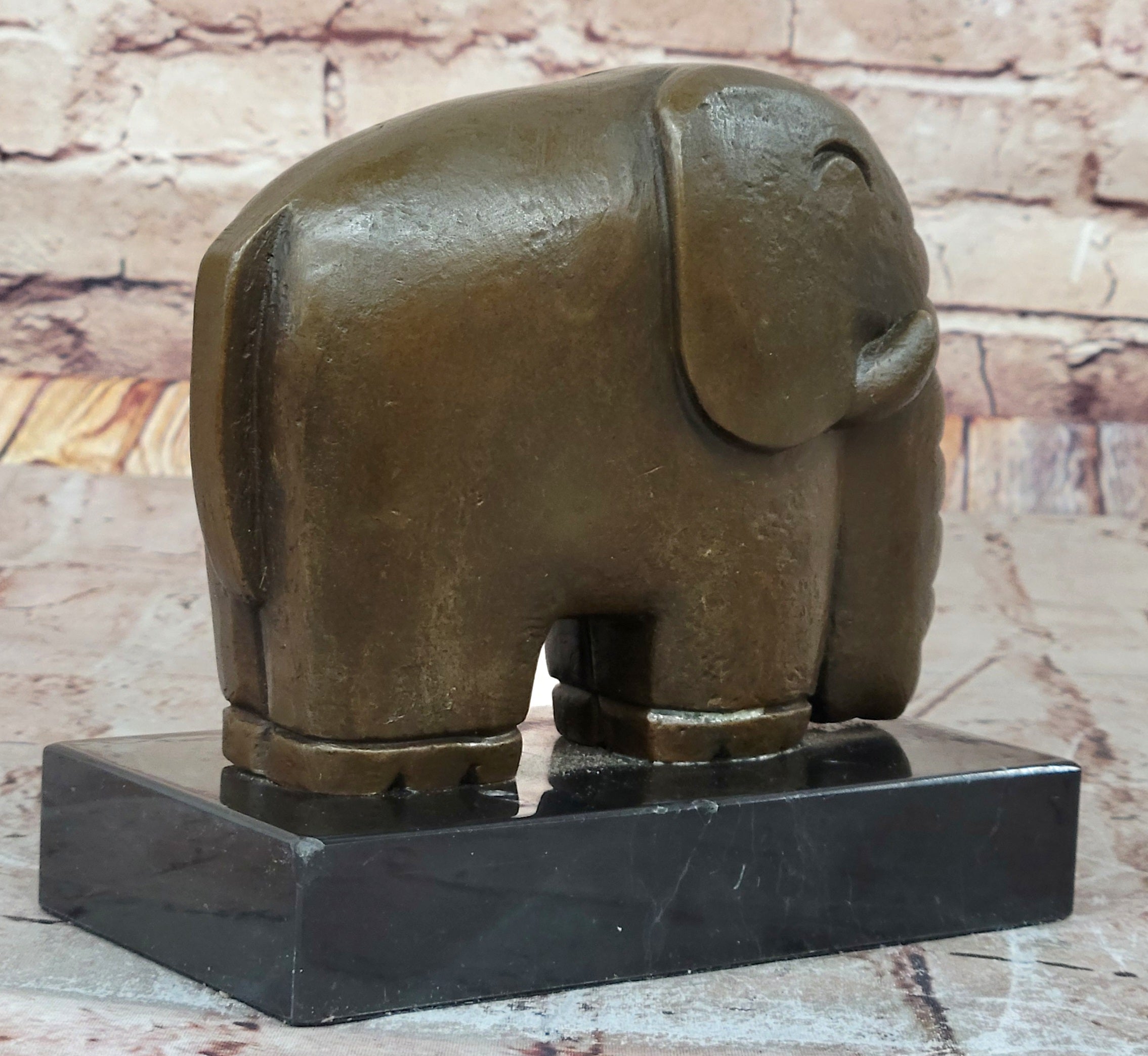 Abstract Modern Elephant Bronze Sculpture Dali Art on Marble