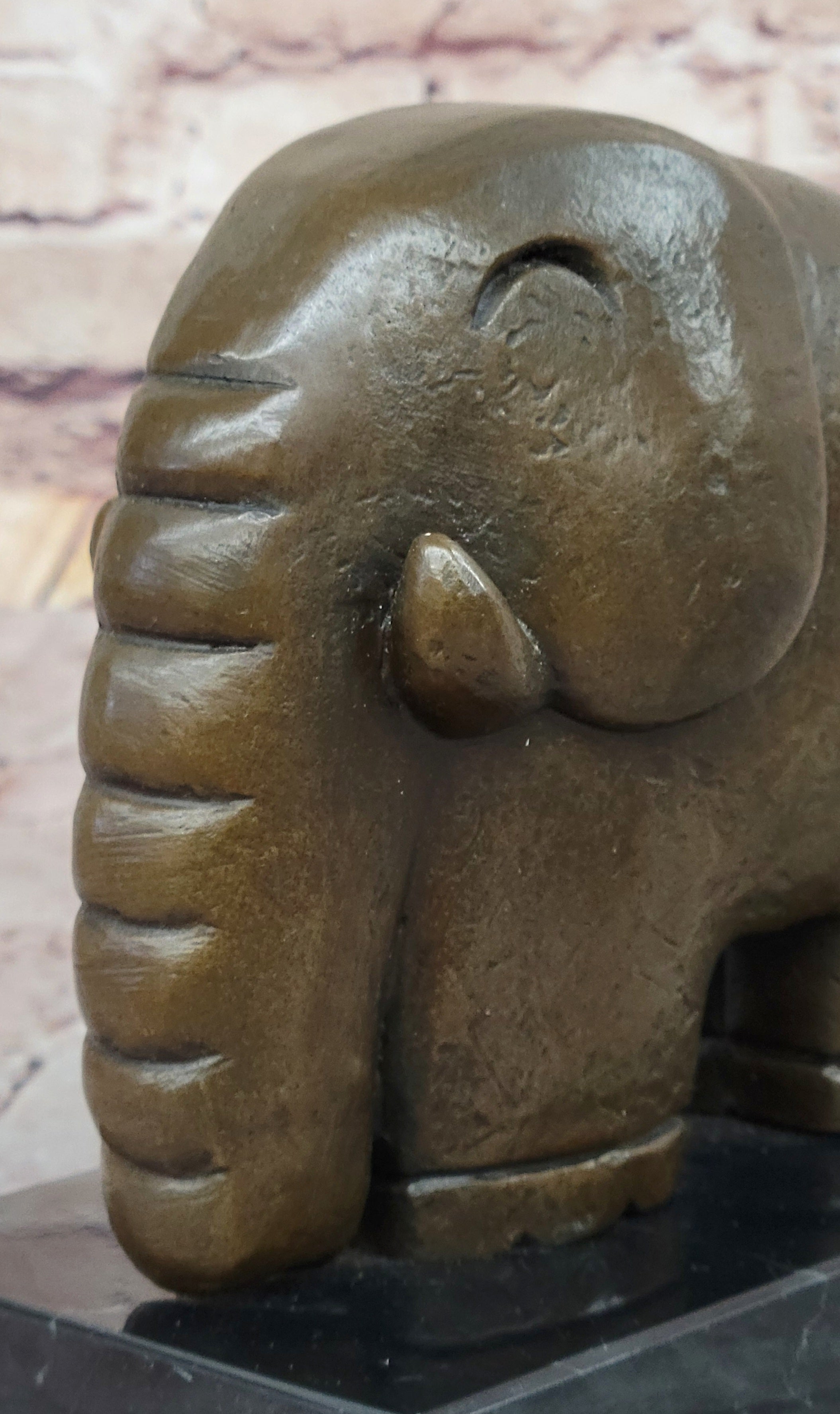 Abstract Modern Elephant Bronze Sculpture Dali Art on Marble