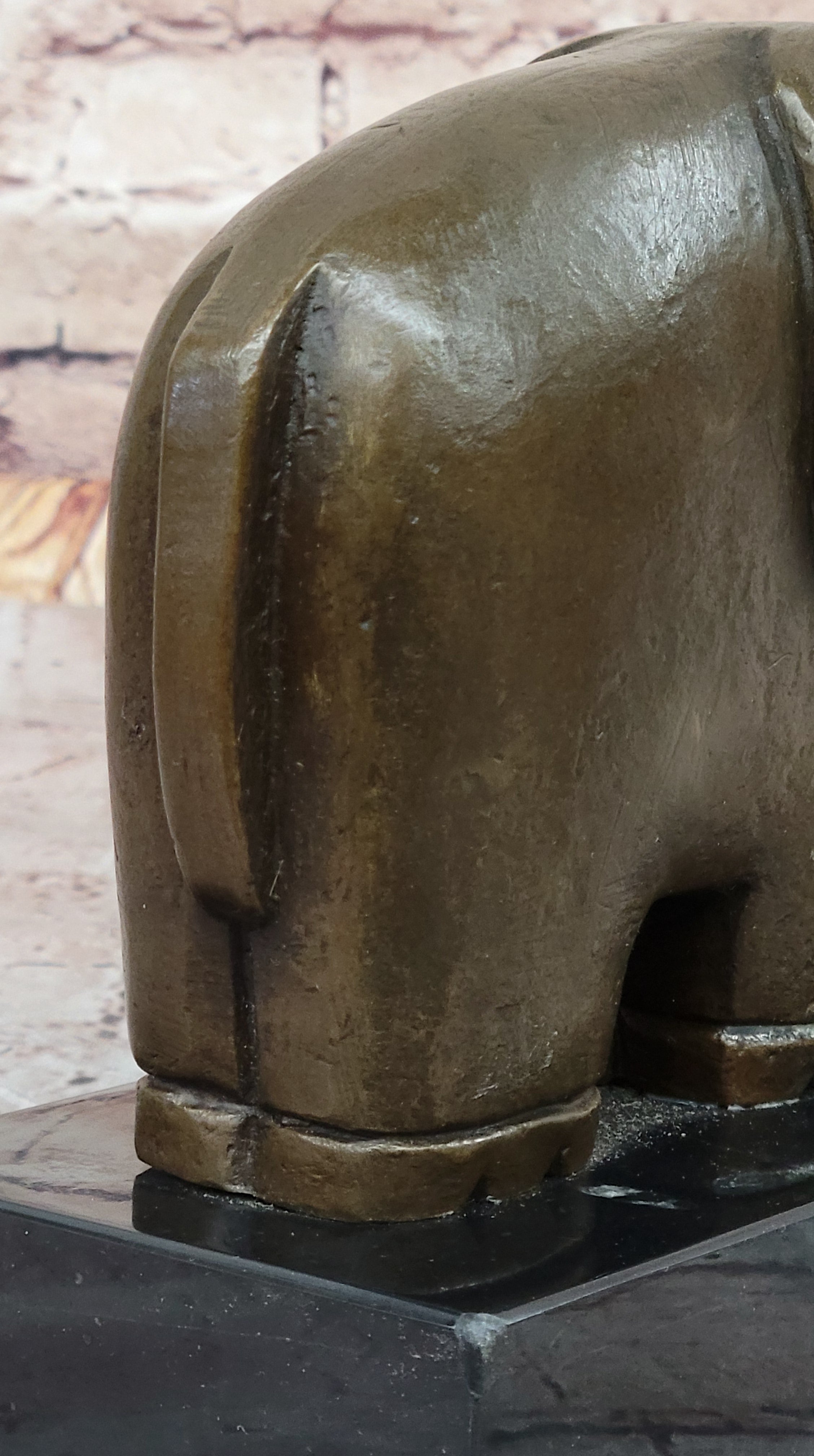 Abstract Modern Elephant Bronze Sculpture Dali Art on Marble