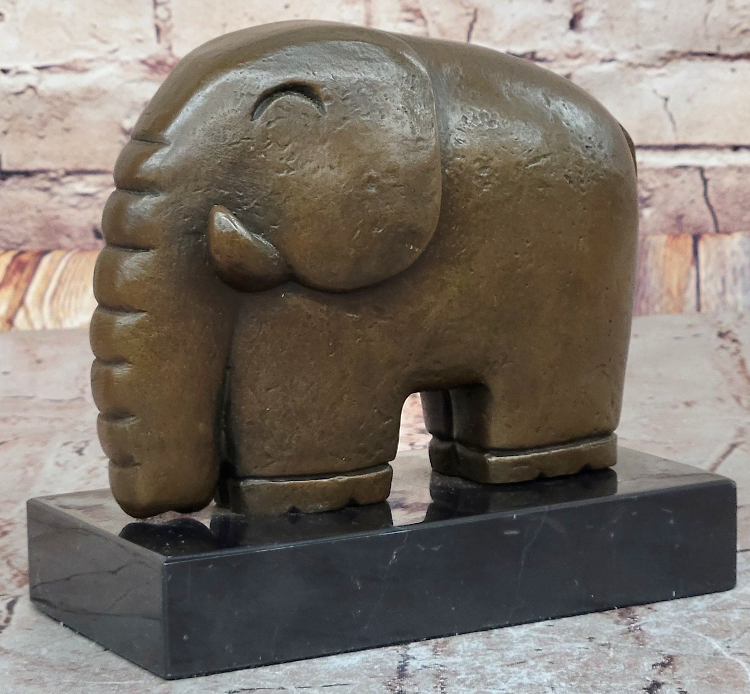 Abstract Modern Elephant Bronze Sculpture Dali Art on Marble