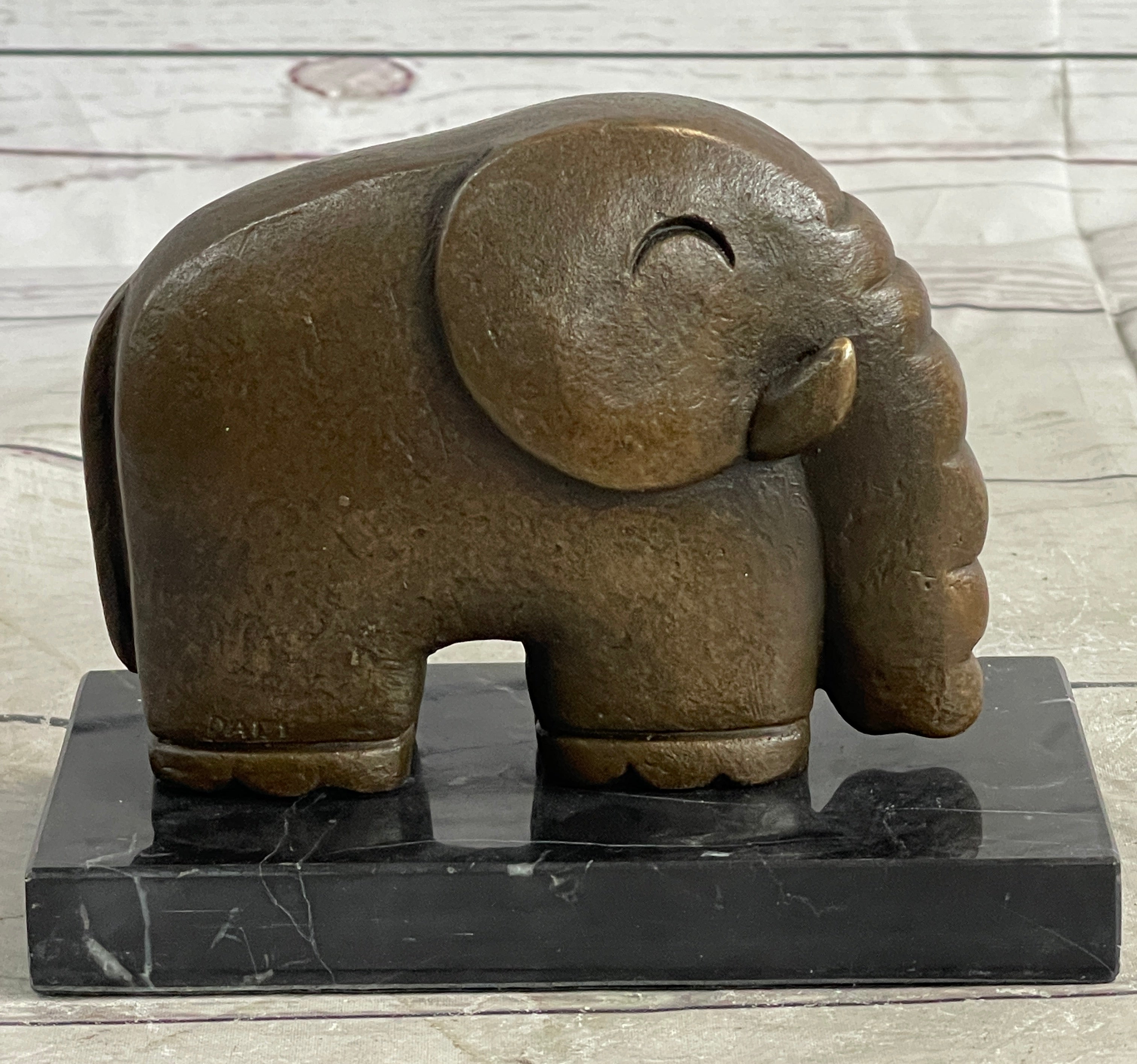 Abstract Elephant Bronze Sculpture Signed Dali on Marble Base