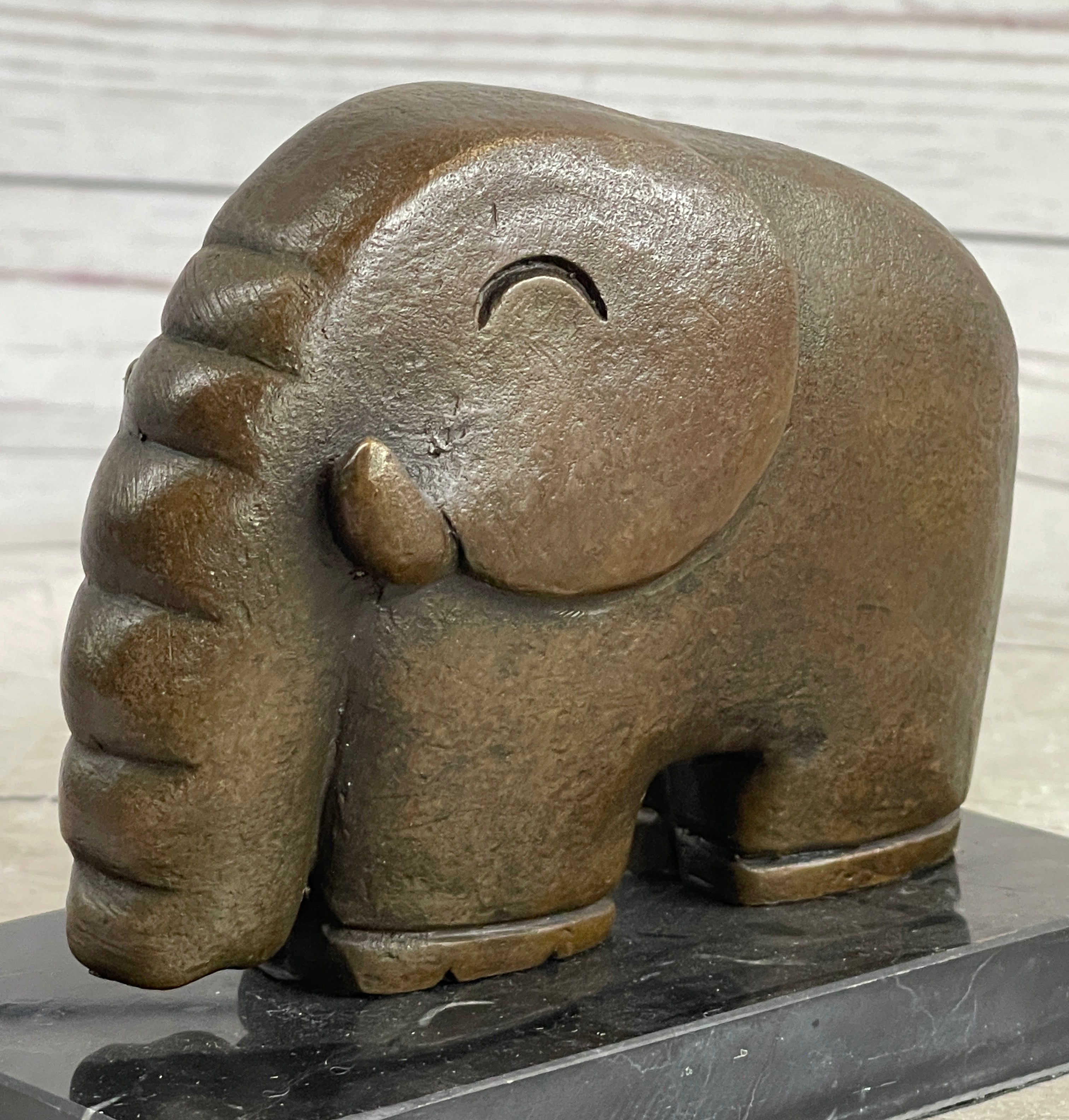 Abstract Elephant Bronze Sculpture Signed Dali on Marble Base