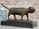 Bronze Cat Sculpture on Marble Base by Fernando Botero