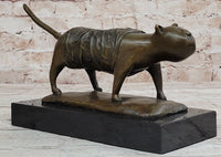 Bronze Cat Sculpture on Marble Base by Fernando Botero