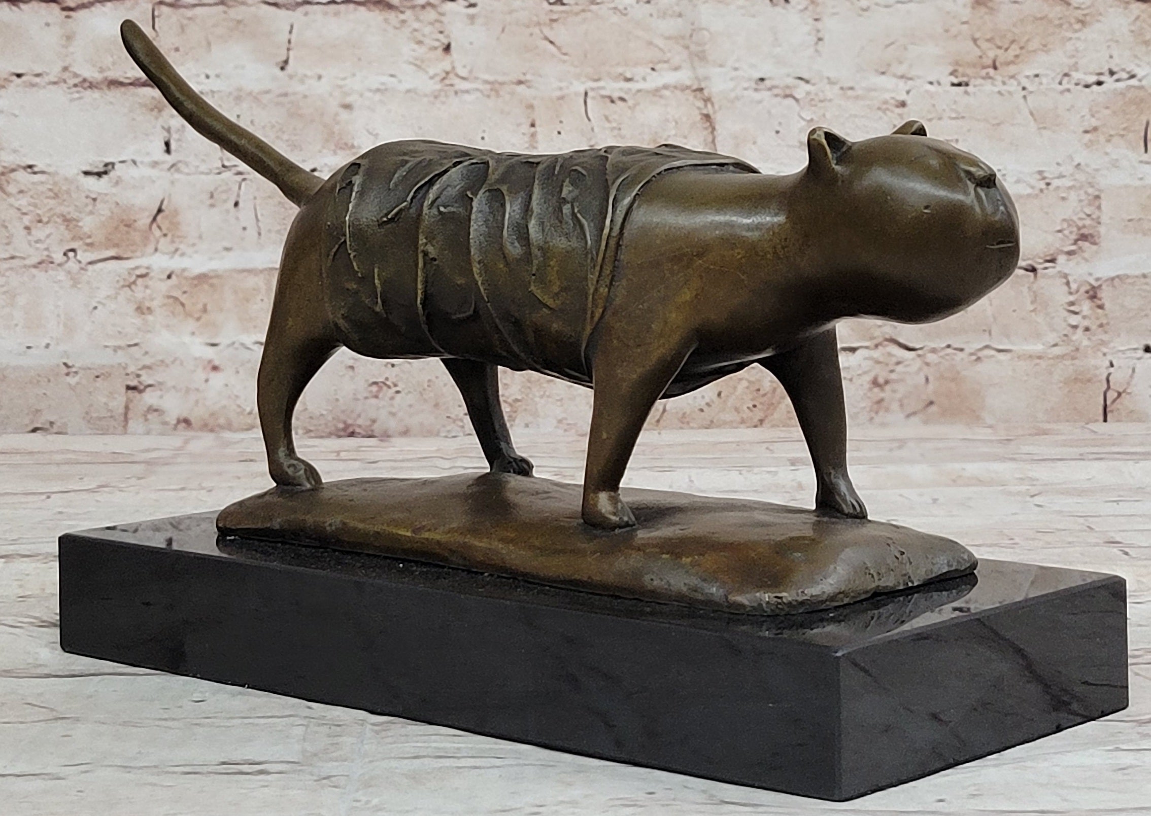 Bronze Cat Sculpture on Marble Base by Fernando Botero