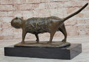 Bronze Cat Sculpture on Marble Base by Fernando Botero