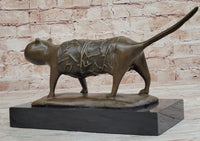 Bronze Cat Sculpture on Marble Base by Fernando Botero
