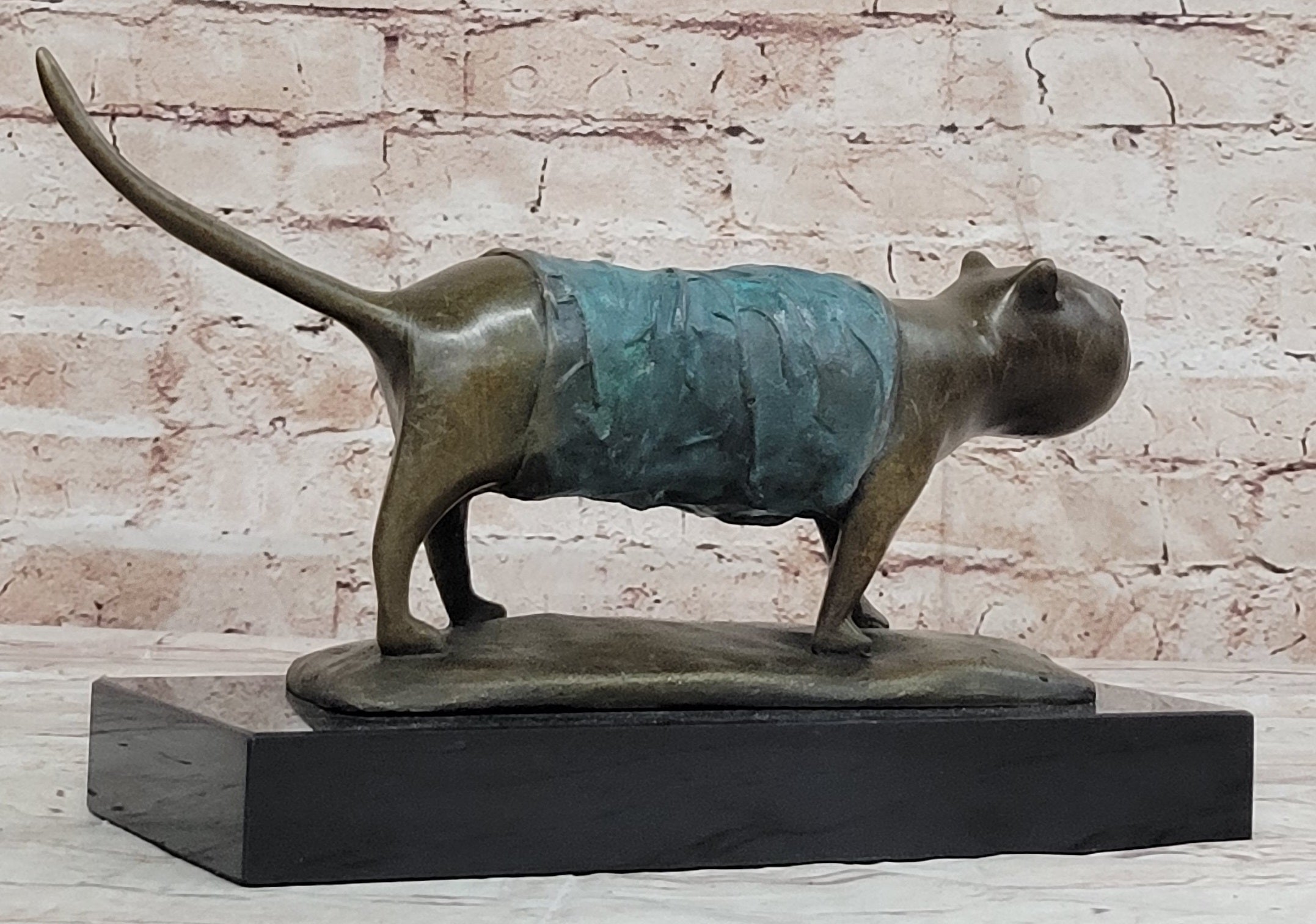 Patina Chubby Cat by Botero Genuine Bronze Sculpture