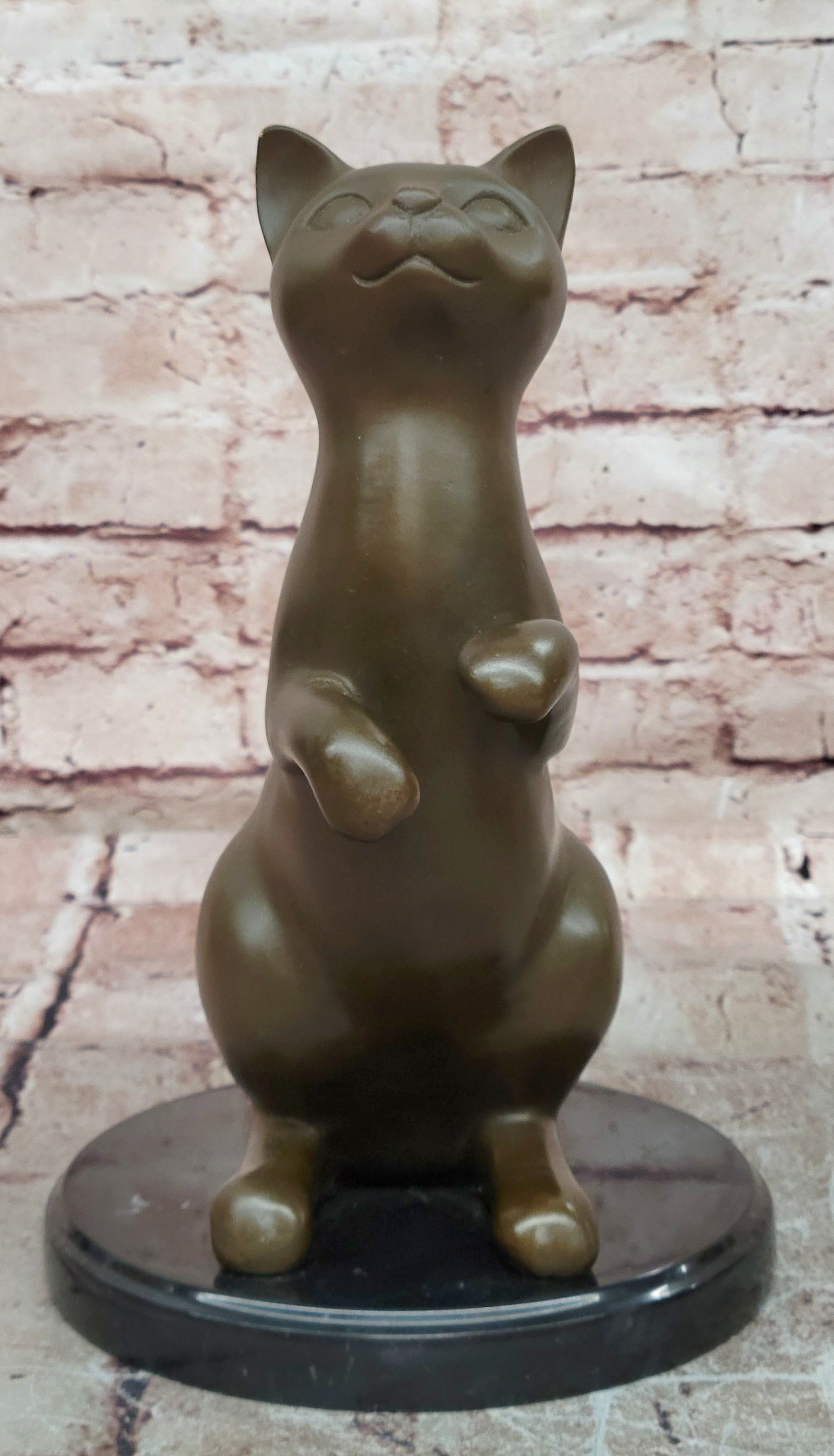 Signed Original Milo Cat Feline Abstract Modern Bronze Sculpture Statue