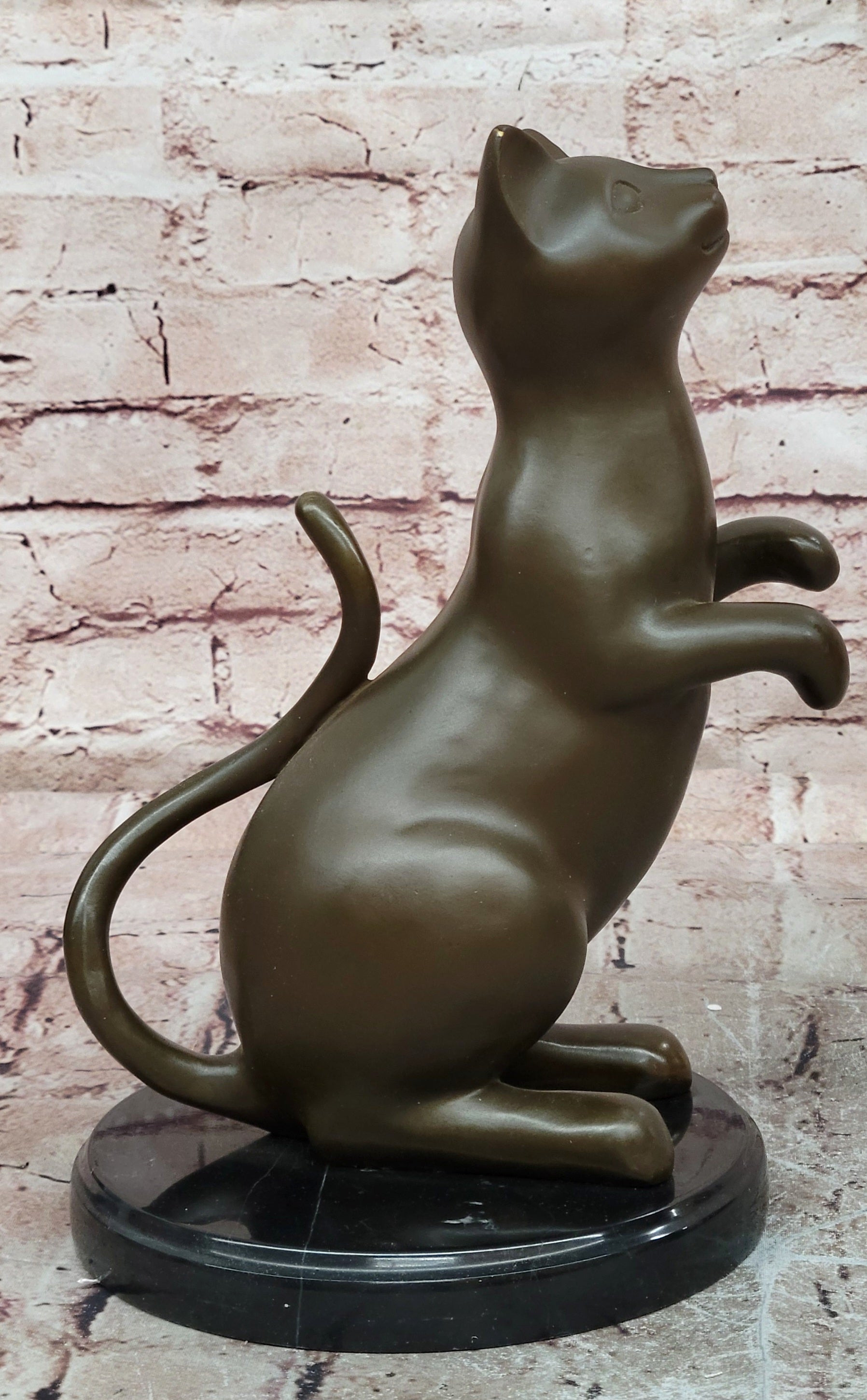Signed Original Milo Cat Feline Abstract Modern Bronze Sculpture Statue