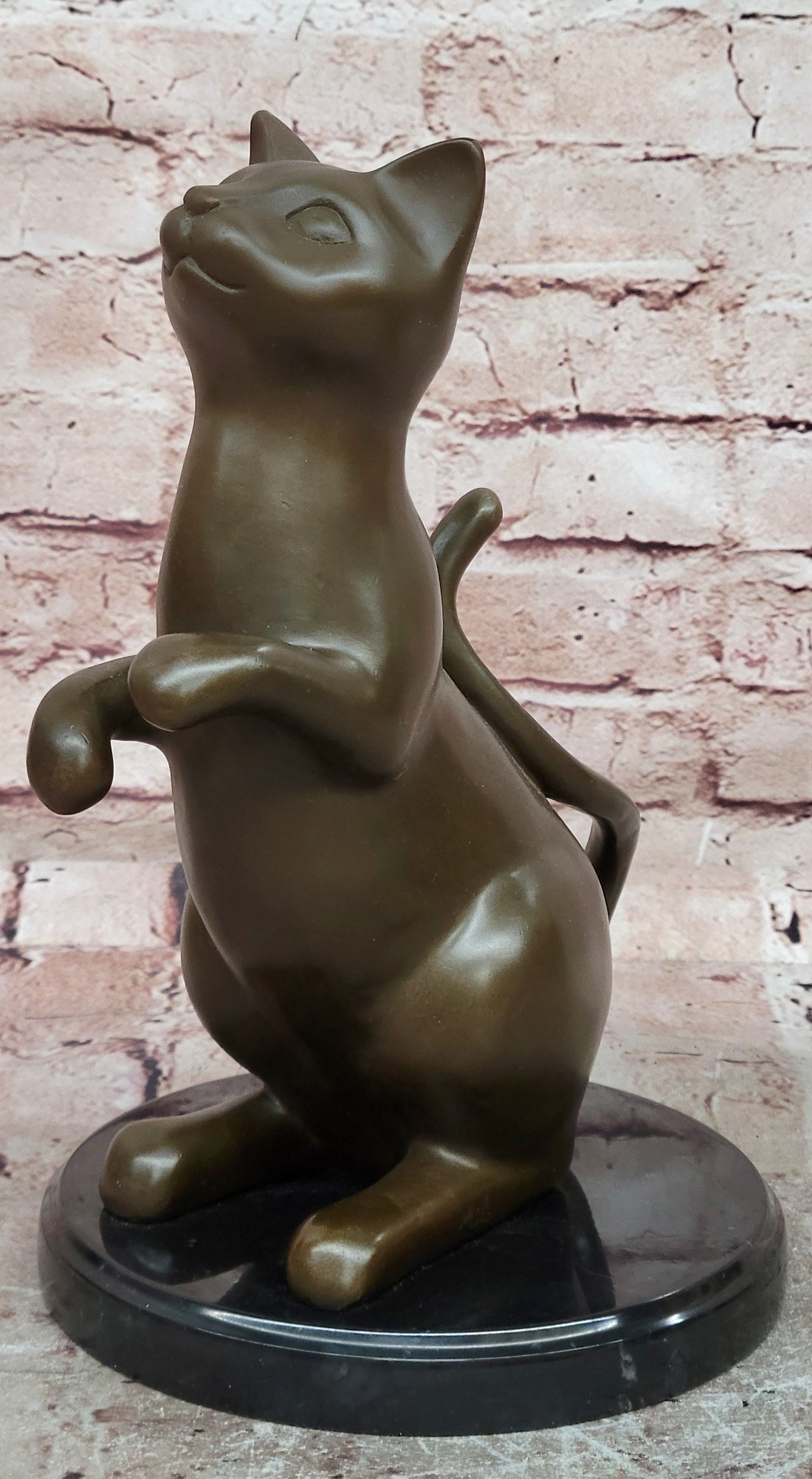Signed Original Milo Cat Feline Abstract Modern Bronze Sculpture Statue